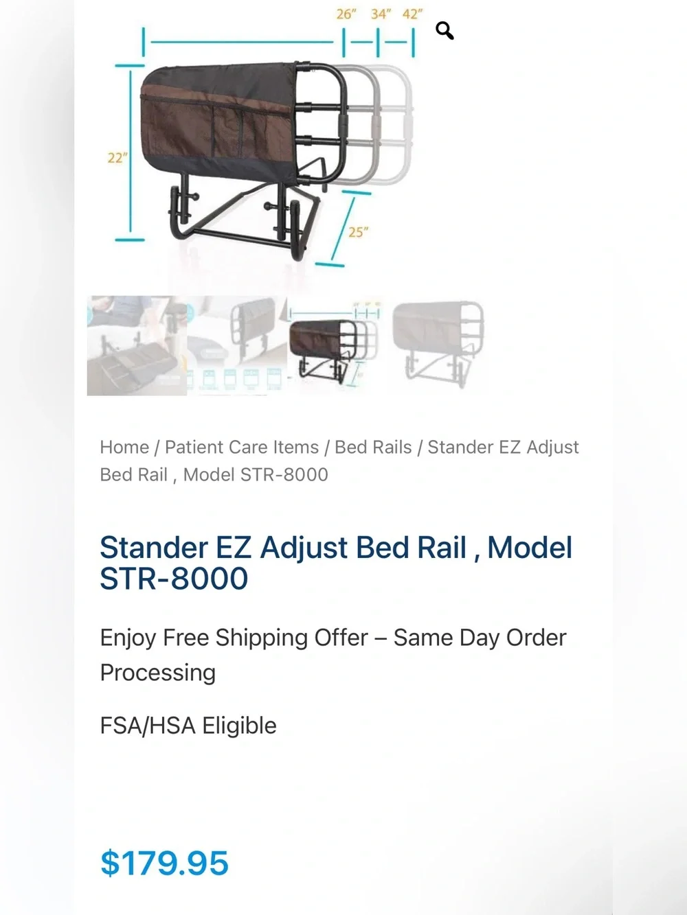 Stander Be Independent EZ Adjust Bed Rail – NWT 🛏️✨